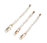 POPETPOP 3 pièces Chaînes Extension pour Colliers Doré avec Fermoirs Lobster Robustes Rallonges Sécurisées pour Bijoux Bracelets et Colliers Adaptées Création et Réparation de Bijoux