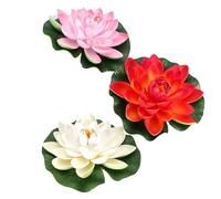 POPETPOP 3 Pièces Décoration D'aquarium Lotus Artificiel Flottant 17cm | Ornement Réaliste, Ne Se Déforme Pas, Résiste aux Dommages, pour Bassin Restaurant et Poissons