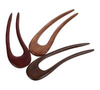 POPETPOP 3 pièces Épingles à Cheveux Bois Vintage U-forme Lot pour Femmes Accessoires Décoratifs pour Chignons Solides et Élégants Rosewood et Ébène Vert