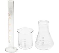 POPETPOP 3 pièces Kit Scientifique Verre Bécher Cylindre Gradué Flacon Évasé Matériel Laboratoire Chimie Robuste et Réutilisable pour Éducation et Recherche