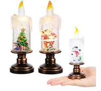 POPETPOP 3 Pièces Lot de Bougies LED sans Flamme Forme de Boule à Neige Scintillante Décoration de Noël Lumineuse pour Intérieur Lampe Festive à Piles pour Ambiance Chaleureuse