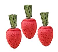 POPETPOP 3 pièces Lot de Jouets à Mâcher pour Hamster Forme de Fraise Accessoire sans Odeur Bâtonnets pour Exercices Dentaires et Divertissement des Petits Rongeurs