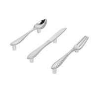 POPETPOP 3 pièces Lot de Poignées de Meuble de Zinc Argenté Design Créatif Couteau Fourchette Cuillère Décoratives et Faciles à Installer pour Cuisine et Placards