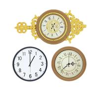 POPETPOP 3 Pièces Miniature Vintage European Wall Clock for Dollhouse Retro Tiny House Accessories Small Decorative Clocks for Living and Bedroom Playhouse Scenes