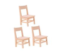 POPETPOP 3 Pièces Miniature Wooden Doll Chairs for Dollhouse Living Bedroom Dining Solid Wood Mini Chairs for DIY Doll Furniture Accessories