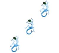 POPETPOP 3 Pièces Ornement Gecko Statues D'extérieur Millésime Rustique Art Mural Lézard Des Murailles Artisanat Suspendu Mur Décoration Murale Animalière Pendentif Un Verre Le Fer 3d