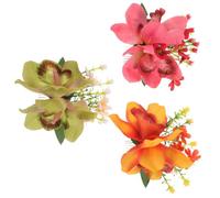 POPETPOP 3 Pièces Peignes Cheveux Hawaïens Fleuraux avec Orchidée Artificielle Accessoires Boho pour Chignons Élégants Pinces Latérales Sécurisées pour Mariages Plage Femme Fille