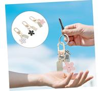 POPETPOP 3 pièces Pendentif Daisy Fleur Porte Clés Décoratif avec Accessoire Pratique pour Clés Sacs et Étuis Écouteurs Rose Blanc Noir