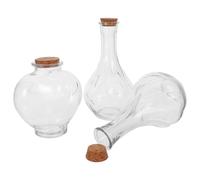 POPETPOP 3 Pièces Petites Bouteilles en Verre Cœur avec Bouchons en Liège | Cérémonie du Sable Mariage, Lot Décoratif Élégant Verre Bois, pour Home Display, Lune de Miel