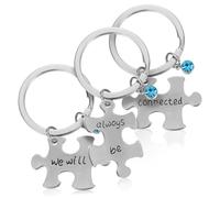 POPETPOP 3 pièces Porte Clés Amitié Alliage avec Bleu Pendentif Lettre Anglaise Anniversaire pour Meilleurs