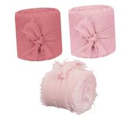 POPETPOP 3 rouleaux Ruban Chiffon Large de Ruban Décoratif Effiloché Rose pour Mariage Bouquets Invitations et