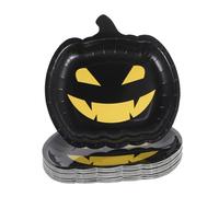 POPETPOP 30 Pièces Assiettes Papier Citrouille Plateau Snack avec Visage Citrouille pour Halloween et Thanksgiving Festive Automnale pour