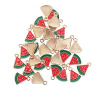 POPETPOP 30 pièces Pendentifs Mini Tranches de Pastèque Alliage Émaillé Charms Durables pour Création de Bijoux Porte-clés et Accessoires