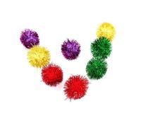 POPETPOP 30 pièces Pompons Colorés Tinsel Pailleté Balles de Jeu pour Chat Jouets pour Animaux de Compagnie Assortiment