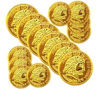 POPETPOP 300 pièces Monnaie Plastique Doré Accessoires Pirate pour Jeux de Rôle Décorations pour Fêtes à Thème Pirate Jouets de Chasse Au Trésor Robustes et Colorés