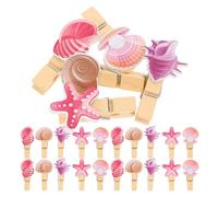 POPETPOP 30pièces Lot de Pinces à Photos Bois Thème Océan Design Porte-mémo Décoratif pour Maison Bureau Fêtes et Mariage
