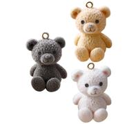 POPETPOP 3pcs Breloques Ours en Peluche en Plastique Finition Velours, Charms Créatifs et Sûrs pour Décoration Maison, Accessoires DIY et Ornements de Paquet