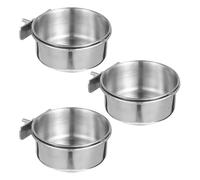 POPETPOP 3pièces Mangeoire pour Cage à Oiseaux Bol Acier Inoxydable pour Perroquet Abreuvoir Suspendu pour Perruche