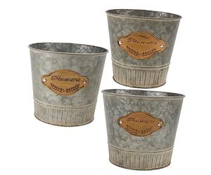 POPETPOP 3pièces Pot pour Fleurs Séchées Fer Style Rétro Seaux Décoratifs Multifonctionnels Récipients à Fleurs pour Décoration De Bureau