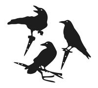 POPETPOP 3pièces Statue de Corbeau Métal Décoration de Jardin Art Mural Décoratif pour Extérieur