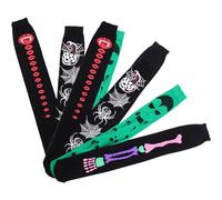 POPETPOP 4 paires Bas Montants Halloween Motif Squelette et Accessoires de Costume Chaussettes Longues Over The Knee pour Cadeaux et Fêtes Coloris Variés avec Motifs et Décorations
