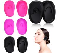 POPETPOP 4 Paires Cache-oreilles Étanches en Silicone pour Coiffure, Lavage | Réutilisable, Nettoyage Facile, Conception, Convient à Plupart des Personnes