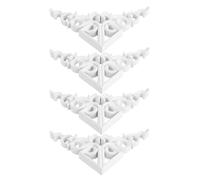 POPETPOP 4 Pièces Applique Décorative en Bois Sculpté Européenne, Blanche | Finition Artisanale, Installation Facile, Guide Inclus, pour Portes et Armoires, Style Élégant