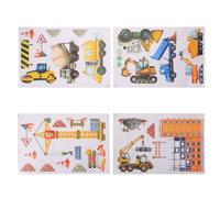 POPETPOP 4 Pièces Autocollants de Fenêtre Réutilisables en Pvc pour Garçon et Filles, Décorations Murales de Véhicules de Chantier Réfléchissants la Lumière pour Chambres D'garçon et Filles