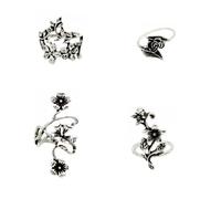 POPETPOP 4 pièces Bague Femme Originale Set Vintage Fleur Design Anneau Phalange Léger Confortable Mode Retro
