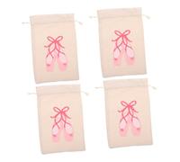 POPETPOP 4 Pièces Ballet Drawstring Bags for Dance Classes Durable Canvas Tote with Ballet Theme Spacious Organizer Pouch for Dance Shoes and Costumes Eco Friendly Portable Storage