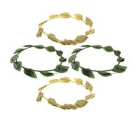 POPETPOP 4 Pièces Bandeau à Feuilles Romaines Vert en Plastique Léger et Confortable, Couronne de Tête Artistique et Élégante pour Fêtes Renaissance et Costumes Boho