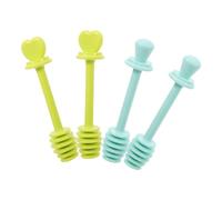 POPETPOP 4 pièces Bâtonnets Agitateur Miel Réutilisables avec Rainures Profondes pour Miel Confiture et Boissons Outils Pratiques pour Dosage et Mélange Couleurs Vert et Bleu Réutilisable