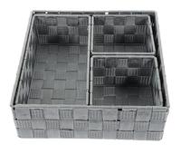 POPETPOP 4 pièces Boîte de Rangement Grise Multi-usages pour Bureau et Voiture Organiseur Empilable et Modulable pour Cosmétiques Accessoires Papeterie et Bijoux Design Simple et Surface