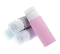 POPETPOP 4 pièces Bouteilles de Voyage Silicone Ensemble de Contenants Réutilisables pour Cosmétiques avec Capuchon Fuites Accessoires pour Voyager