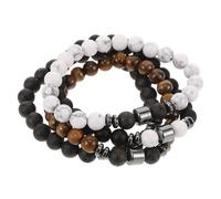 POPETPOP 4 pièces Bracelet pour Couples Accessoire Élégant Perles de Lave et Gemmes Naturelles pour Yoga Huiles Essentielles Parfait pour Saint Valentin