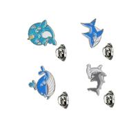 POPETPOP 4 Pièces Broche Requin Broche Décorative Créative Motif Dauphin Animal Marin Charmante Fille Facile Porter