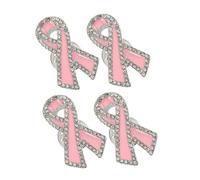 POPETPOP 4 pièces Broche Ruban Sensibilisation Cancer Du Sein Alliage Cristaux Épingle Revers Multifonctionnelle pour Femmes Symbole Journée Mondiale Lutte Cancer