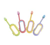 POPETPOP 4 Pièces Brosse à Dents pour Apprendre le Brossage Bébé pour Gencives Sensibles avec Poils Souples et Manche Ergonomique en Silicone, pour Garçon et Filles de Plus de 3 Ans