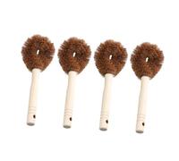 POPETPOP 4 pièces Brosse de Cuisine à Long Manche en Fibres Naturelles Lot de Brosse Polyvalente pour Nettoyage Casseroles Poêles Évier avec Manche Antidérapant Ergonomique 4pcs