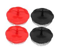 POPETPOP 4 pièces Brosse Shampooing Douce Ronde Massage Brosse Plastique Portable Démêlante Souple pour Types de Cheveux et Exfoliation