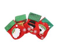 POPETPOP 4 Pièces Chaussette de Noël Décorative Suspendue Décoration de Sapin de Noël Non Tissée Rouge à Paillettes Petit Pendentif Festif Réutilisable