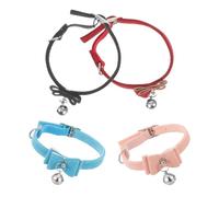 POPETPOP 4 pièces Collier pour Animaux avec Nœud et Cloche Ajustable pour Chiens et Accessoire de Mode Élégant Décoration pour Fête et Noir Rouge Foncé Rose Bleu