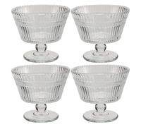 POPETPOP 4 Pièces Coupe de Glace 9 Oz à Pied, Style Vintage Cannelé | Transparent, Résistant aux Taches Odeurs, pour Glace, Gelée, la Cuisine et Cafés