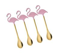 POPETPOP 4 Pièces Cuillères Flamingo Acier Inoxydable Cuillères à Café et Dessert pour Mélange Boissons Thé Cocktail et Glace Accessoires de Cuisine Élégants