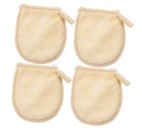 POPETPOP 4 pièces Démaquillants Lavables Lot de Pratiques pour Soins Visage Doux et Réutilisables pour Retirer Maquillage et Résidus Couleur Blanc Cassé
