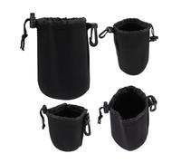 POPETPOP 4 pièces Étuis pour Objectifs Appareil Photo Néoprène Étanche Housses de Protection Flexibles avec Crochet pour Stockage Sécurisé de Lentilles Reflex Numériques