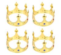 POPETPOP 4 pièces Lot de Couronnes Princes Dorées Accessoires Costume Roi Stable et Confortable pour Fête Anniversaire et Déguisement