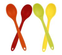 POPETPOP 4 pièces Lot de Cuillères de Cuisine Silicone Résistantes Chaleur Ustensiles Mélange et Service Ergonomiques pour Cuisine Quotidienne