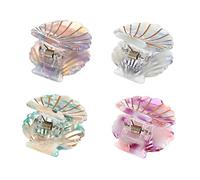 POPETPOP 4 pièces Lot de Mini Pinces Griffes Coquille Colorées pour Cheveux Fins et Épais Accessoires Légers et Résistants Maintien Confortable Usage Quotidien