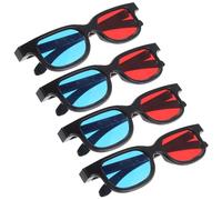POPETPOP 4 pièces Lunettes Anaglyphes Rouges et Bleues Légères pour Tv Projecteur Cinéma Maison pour Hommes et Femmes